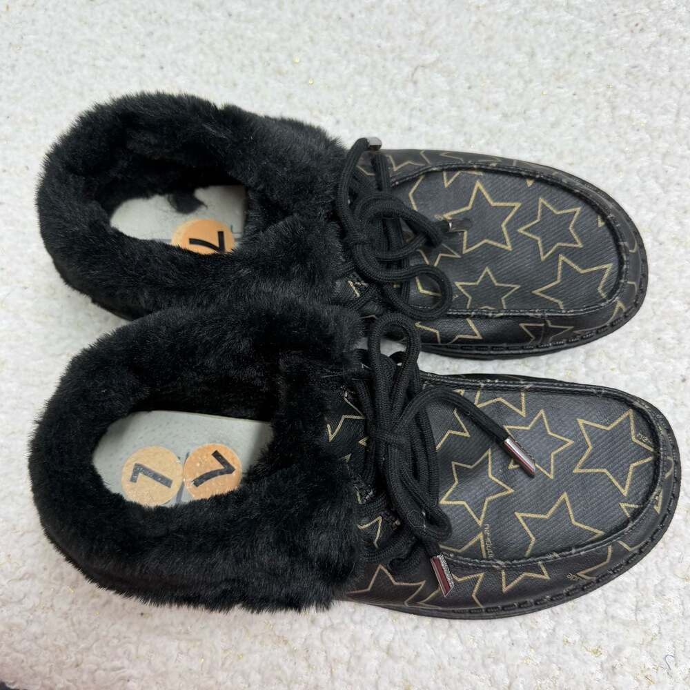 Hey Dude Women's Britt Starry Black Faux Fur Lined Bootie Size 7 EUC Like New - Picture 3 of 9